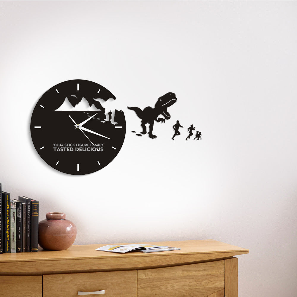 Mirror Dinosaur Wall Clock – Acrylic Cartoon Clock for Kids & Home