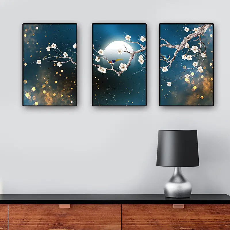 3-Piece Plum Blossom Canvas Art Set for Home Decor