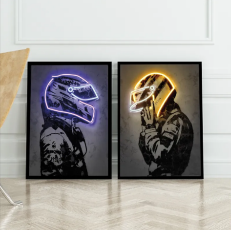 Vintage Neon Helmet Canvas