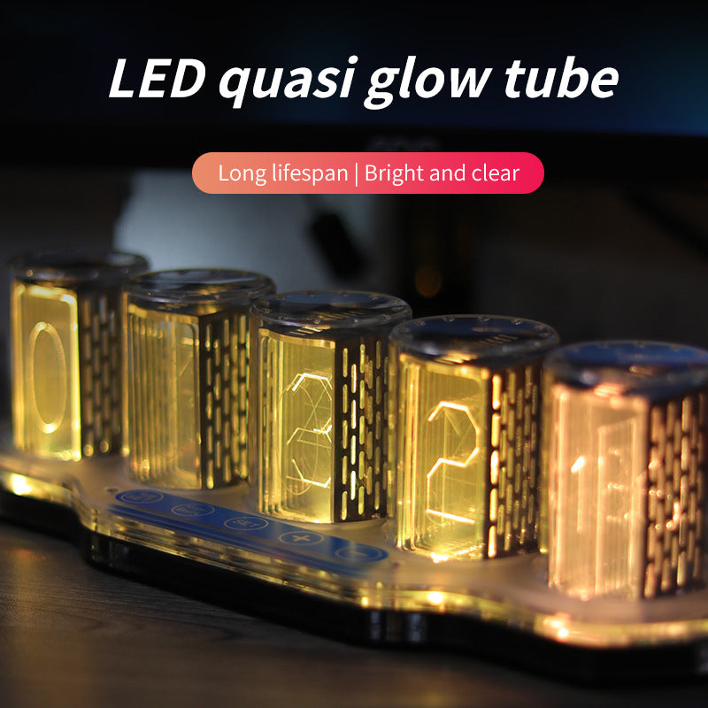 RGB Neon Tube Desk Clock – Modern LED Digital Clock for Desktop Decoration