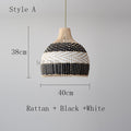 Black and white rattan pendant light, 38cm height, 40cm width, modern designer lighting for contemporary home decor