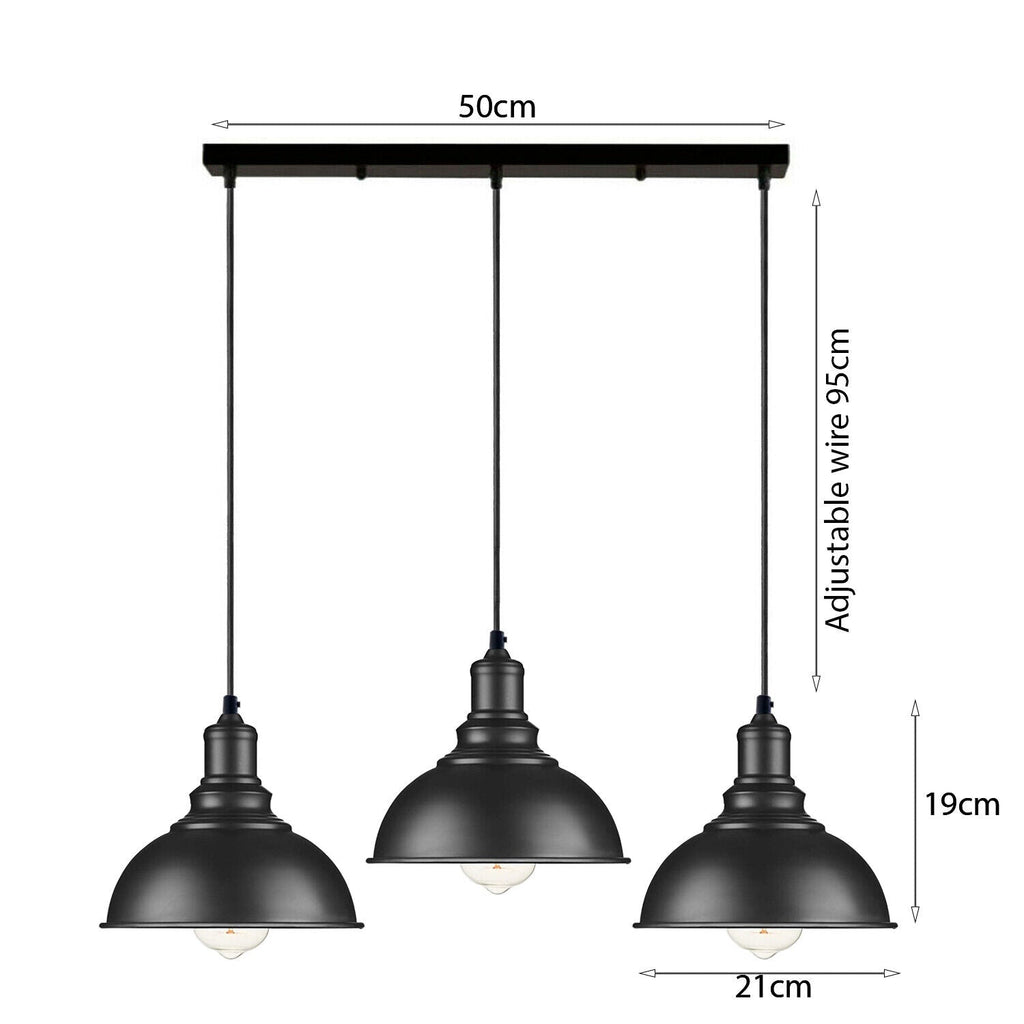 3 light Black Industrial Hanging Ceiling Pendant Lights~5264