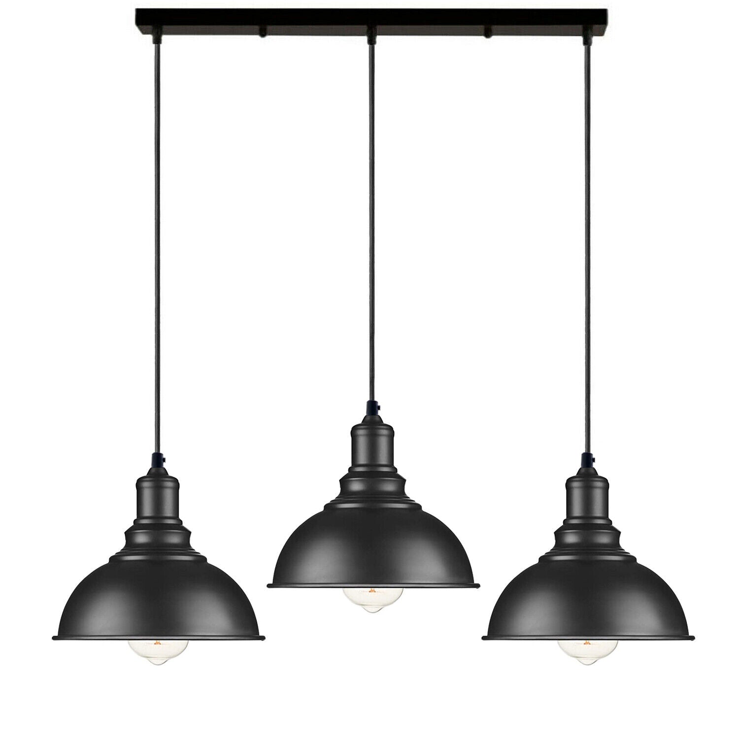 3 light Black Industrial Hanging Ceiling Pendant Lights~5264
