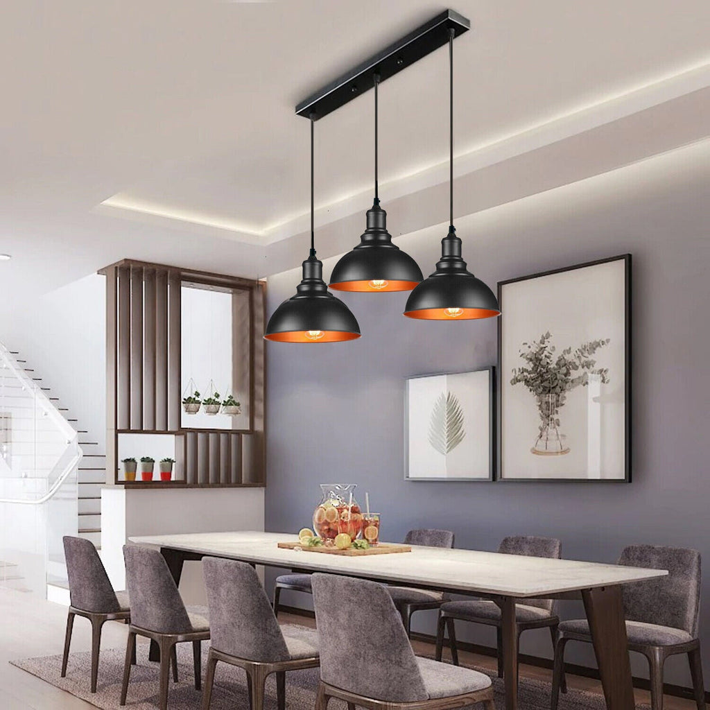 3 light Black Industrial Hanging Ceiling Pendant Lights~5264